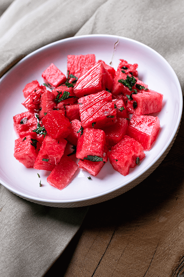 watermelon salad with mint and honey