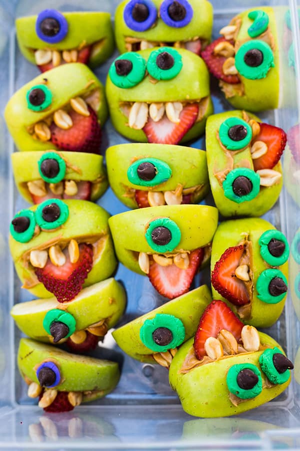 Halloween monster apple snacks